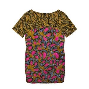 Suakoko Betty African Textile Vibrant Abstract Print Dress Short Sleeve Shift S